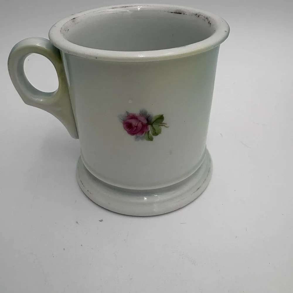 Vintage‎ Shaving Mug Cup Porcelain Pink Roses Floral Stamped